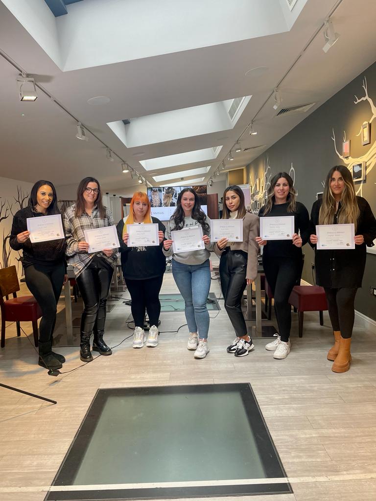Hair Extension students graduating with Danielle Alexandra