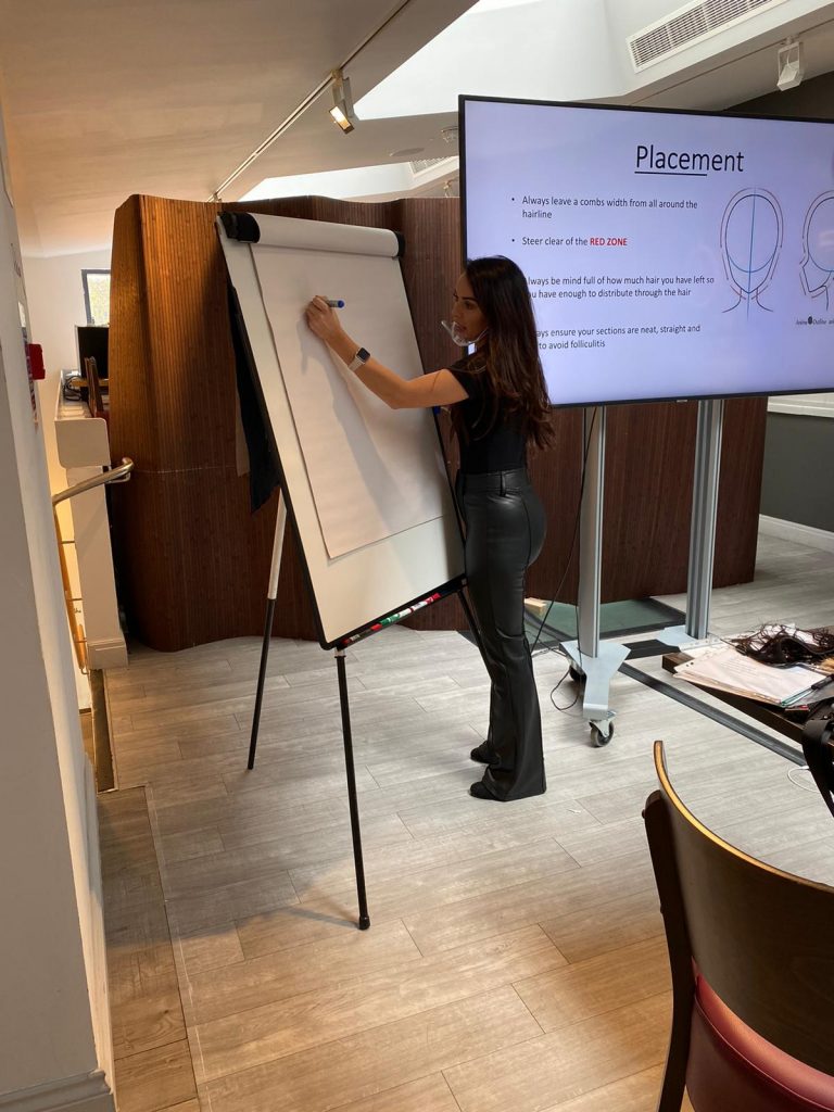 Danielle Alexandra Teaching hair extensions in London
